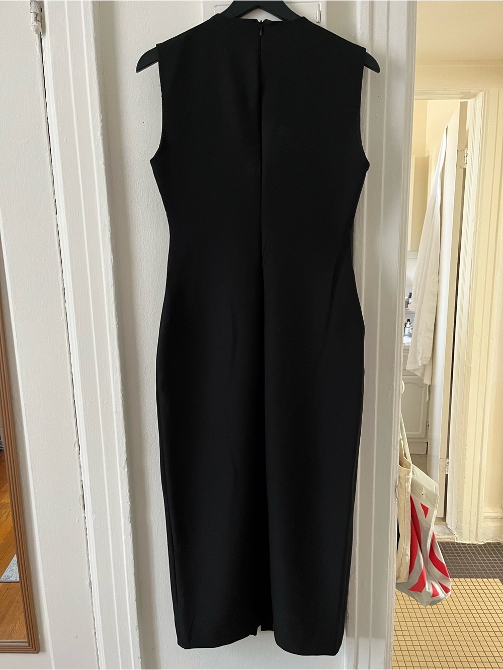 Zara Black Sleeveless Midi Dress with Gold Accent Buttons and Belt - Picture 4 of 6